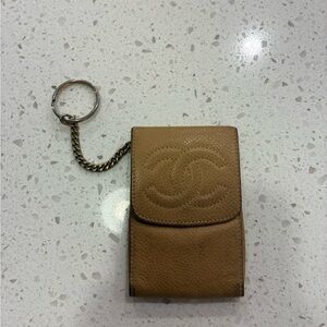 Chanel Key Chain Coin Purse Beige Authentic